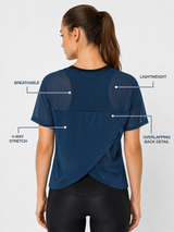 Crystal Teal Overlapping Mesh Tee