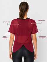 Aurora Red Overlapping Mesh Tee