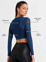 Teal Long Sleeve Mesh Cover Up