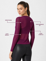 Wine Mesh Long Sleeve Tee