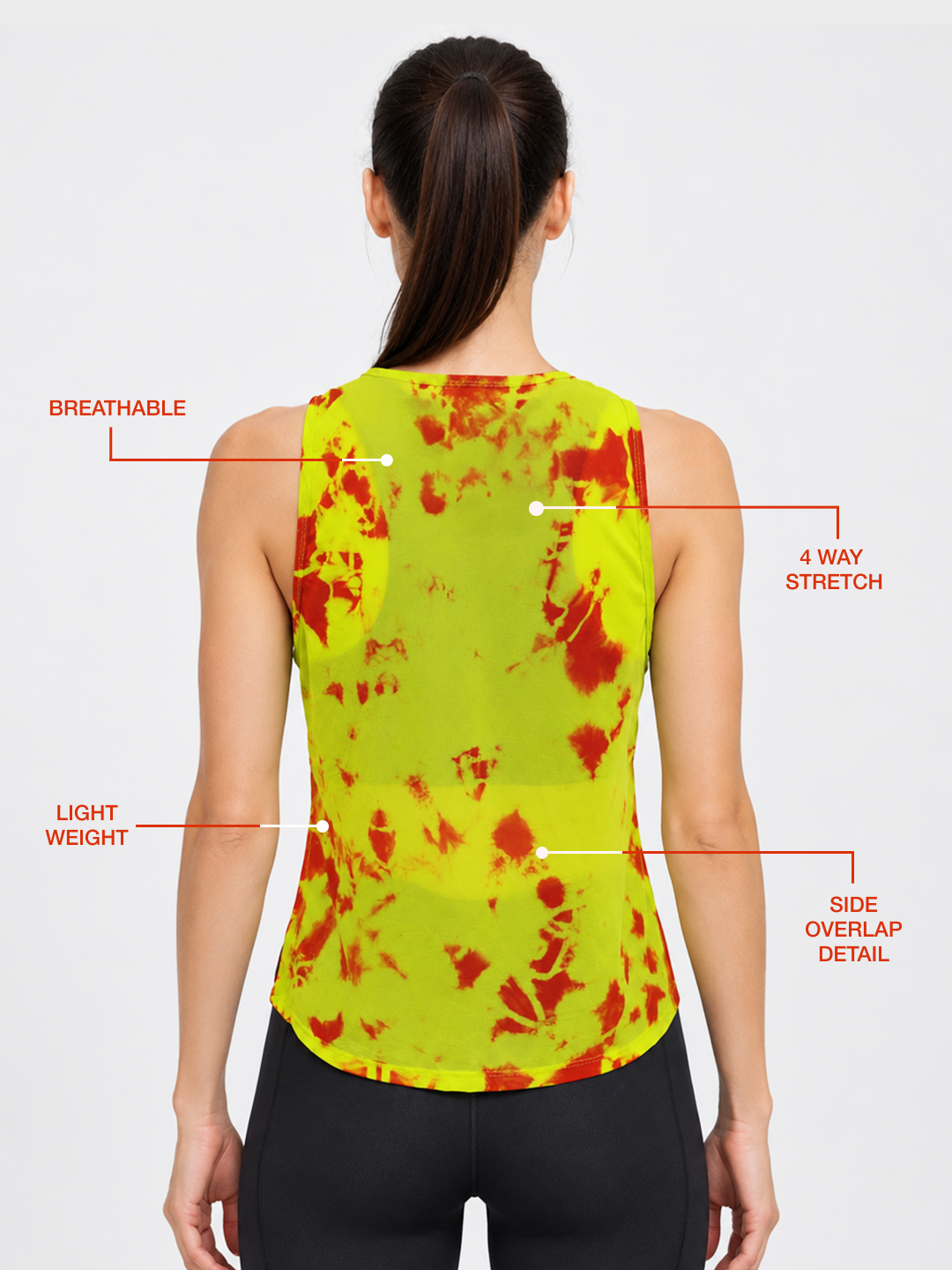 Neon Tie-Dye Overlapping Mesh Tank