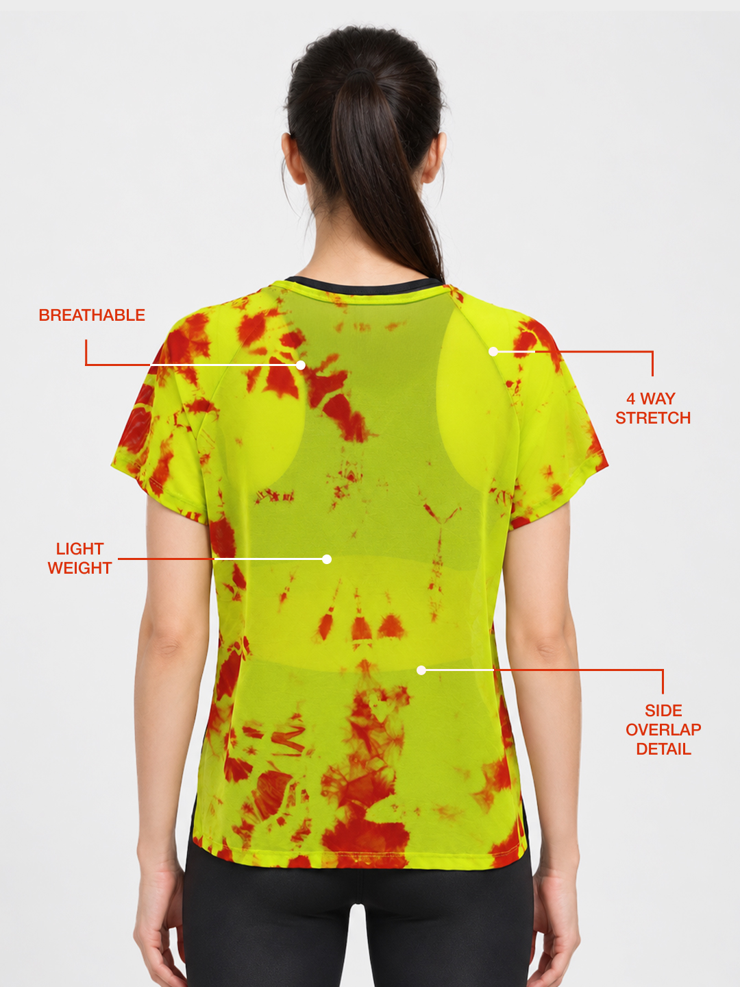 Neon Tie-Dye Overlapping Mesh Tee