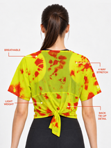 Neon Tie-Dye Tie-Up Mesh Tee