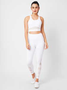Crystal White Cut Out High Waist Leggings BODD ACTIVE