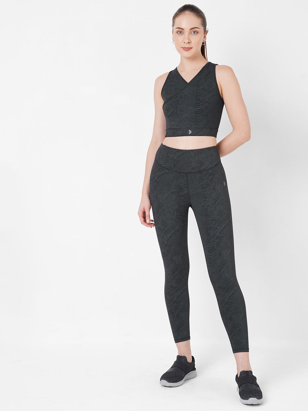 Black Snake Skin High Waist Leggings BODD ACTIVE