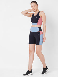 Coral And Iris Blue Crop Top BODD ACTIVE