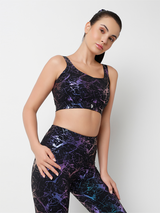 Celestial Marble Metallic Sports Bra
