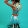 Teal Holo Twist Back Sports Bra BODD ACTIVE