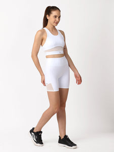 Star White High Waist Biker Shorts BODD ACTIVE