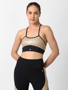 Gold Croc Skin Metallic Sports Bra BODD ACTIVE