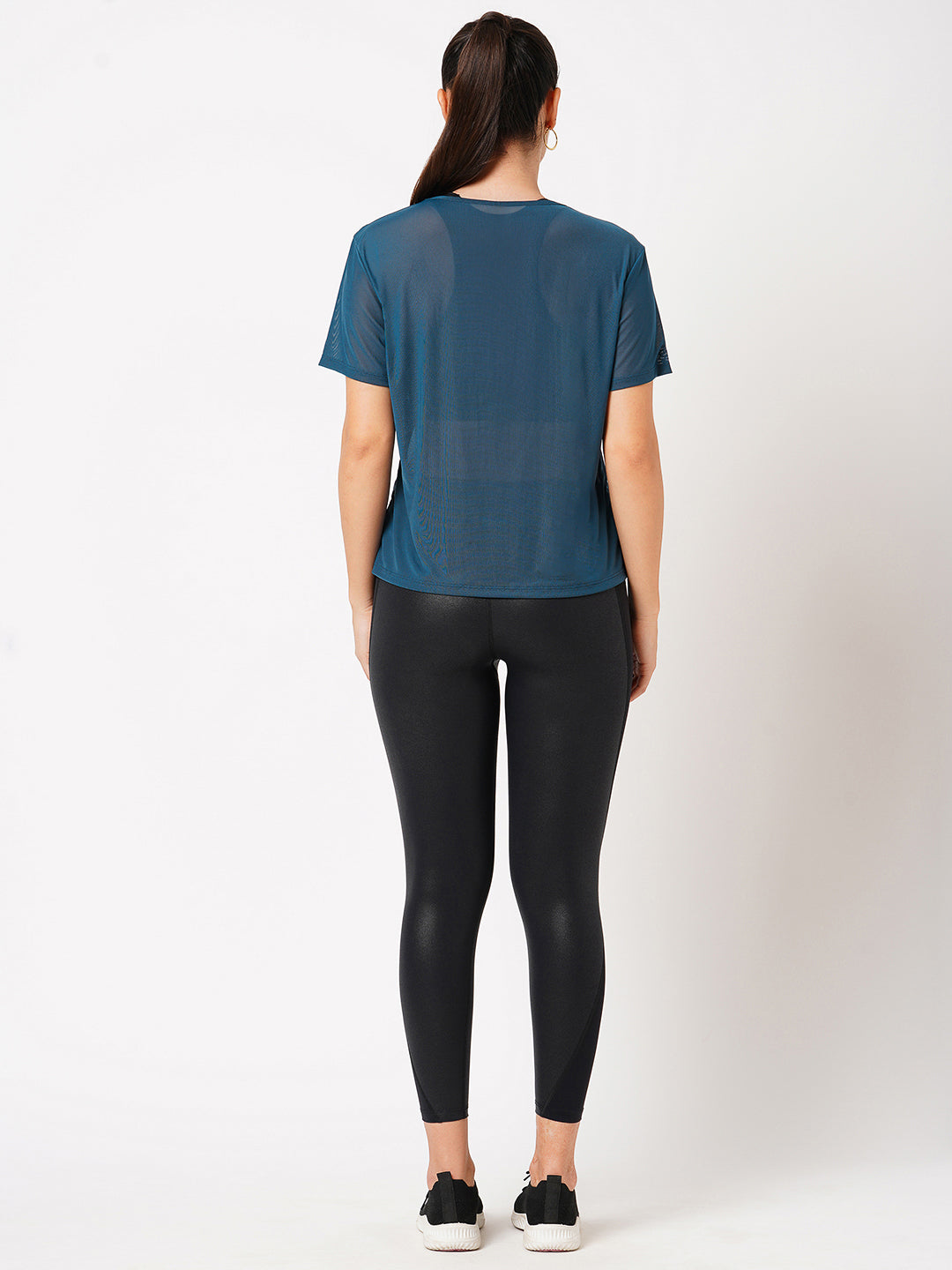 Teal Cut Out Mesh Tee BODD ACTIVE