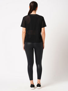 Black Cut Out Mesh Tee BODD ACTIVE