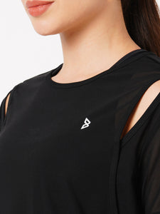 Black Cut Out Mesh Tee BODD ACTIVE