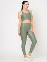 Jade Green Glossy Leggings BODD ACTIVE