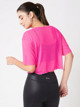 It’s A Hot Pink Summer Ruffled Mesh Tee