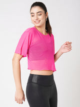 It’s A Hot Pink Summer Ruffled Mesh Tee