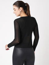 Black Mesh Long Sleeve Tee BODD ACTIVE
