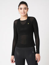 Black Mesh Long Sleeve Tee BODD ACTIVE