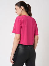 Hot Pink Boxy Mesh Tee BODD ACTIVE