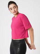 Hot Pink Boxy Mesh Tee BODD ACTIVE