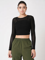 Black Mesh Open Back Tee BODD ACTIVE