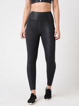 Meet Me In Manhattan Black Metallic Leggings BODD ACTIVE