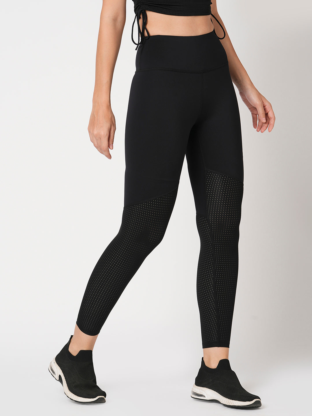 Black Mesh Rouched Set BODD ACTIVE