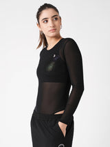 Give Me What I Want Black Mesh Bodysuit BODD ACTIVE