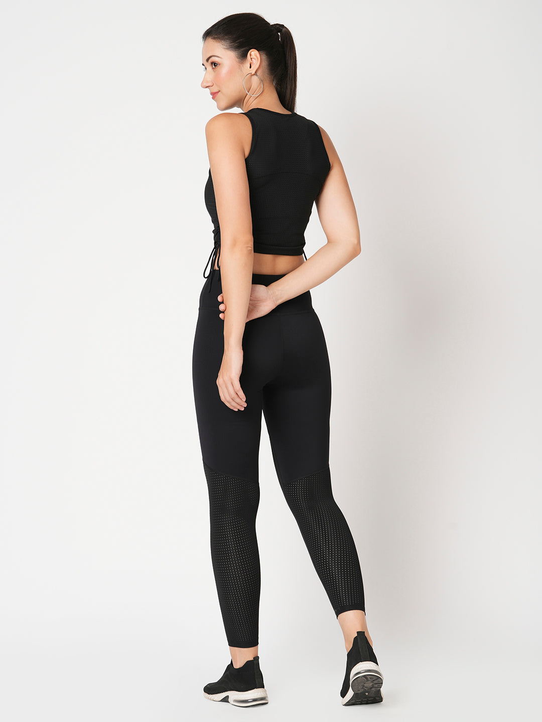 Black Mesh Rouched Set BODD ACTIVE