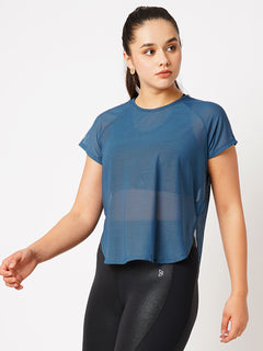 Crystal Teal All Mesh Sheer Tee