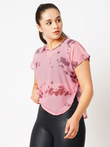 Candy Pink Tie Dye All Mesh Sheer Tee BODD ACTIVE
