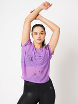 Purple Tie Dye All Mesh Sheer Tee BODD ACTIVE