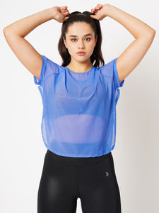 Vista Blue All Mesh Sheer Tee BODD ACTIVE