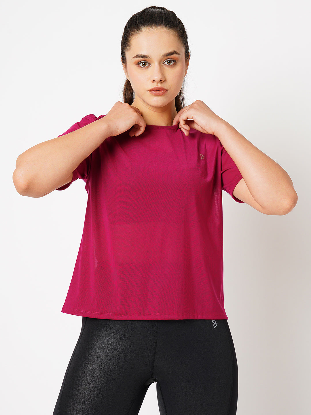 Viva Magenta Mesh tee BODD ACTIVE