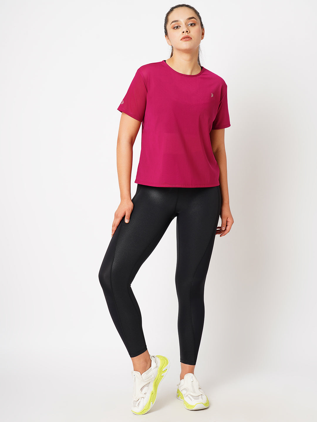 Viva Magenta Mesh tee BODD ACTIVE