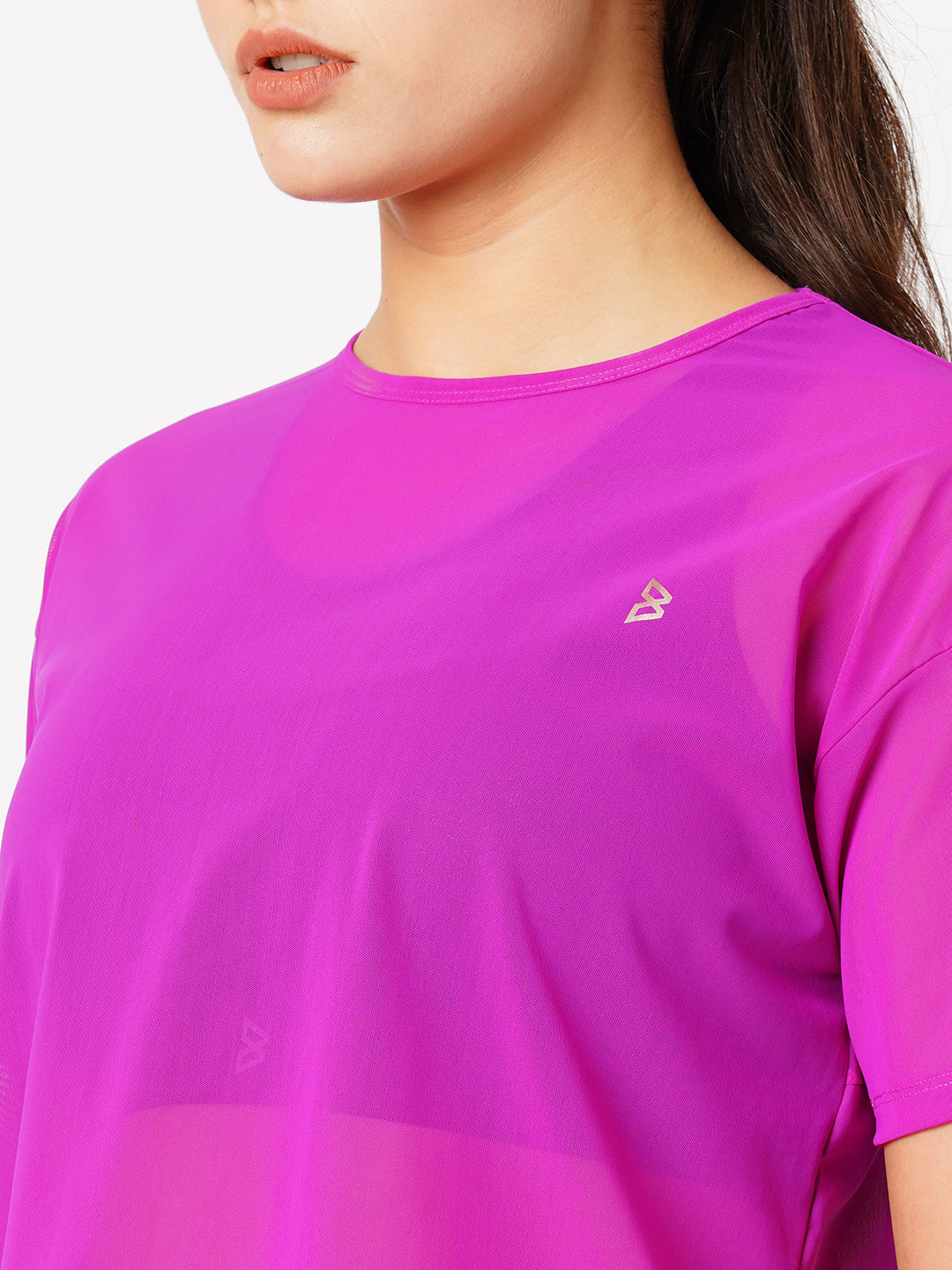 Bodacious Purple Mesh Tie Up Tee BODD ACTIVE