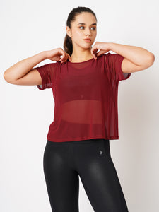 Aurora Red Mesh Tee BODD ACTIVE