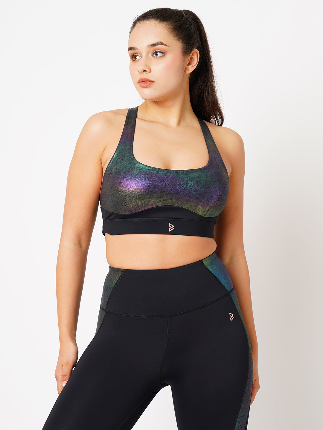 Colorful Holographic Iridescent Yoga Padded Sports Bra