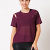 Wine Cut-Out Mesh Tee