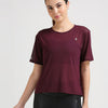 Wine Open Back Mesh Tee