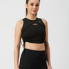 Black Mesh Rouched Top