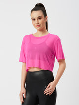 It’s A Hot Pink Summer Ruffled Mesh Tee