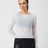 White Mesh Long Sleeve Tee
