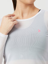 White Mesh Long Sleeve Tee