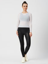 White Mesh Long Sleeve Tee