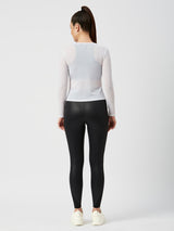 White Mesh Long Sleeve Tee