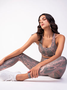 Grey And Rose Gold Metallic Snakeskin Set BODD ACTIVE