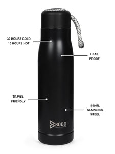 Yes You Can - Black Stainless Steel Bottle BODD ACTIVE