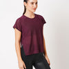 Plum Overlapping Mesh Tee