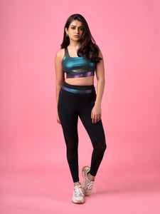 One Step Ahead Black Holo Leggings BODD ACTIVE